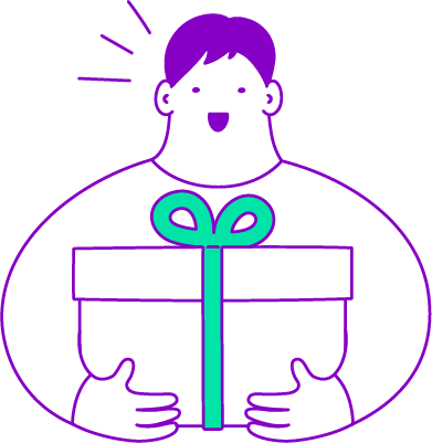 Man with giftbox illustration